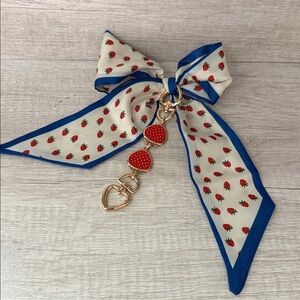Strawberry 🍓 Print Purse Scarf Twilly & Strawberry Purse Extender; NWOT